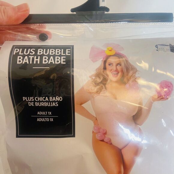 NWT Plus Bubble Bath Babe Halloween Costume Party Plus Size 1X Pink Girly - Picture 3 of 6